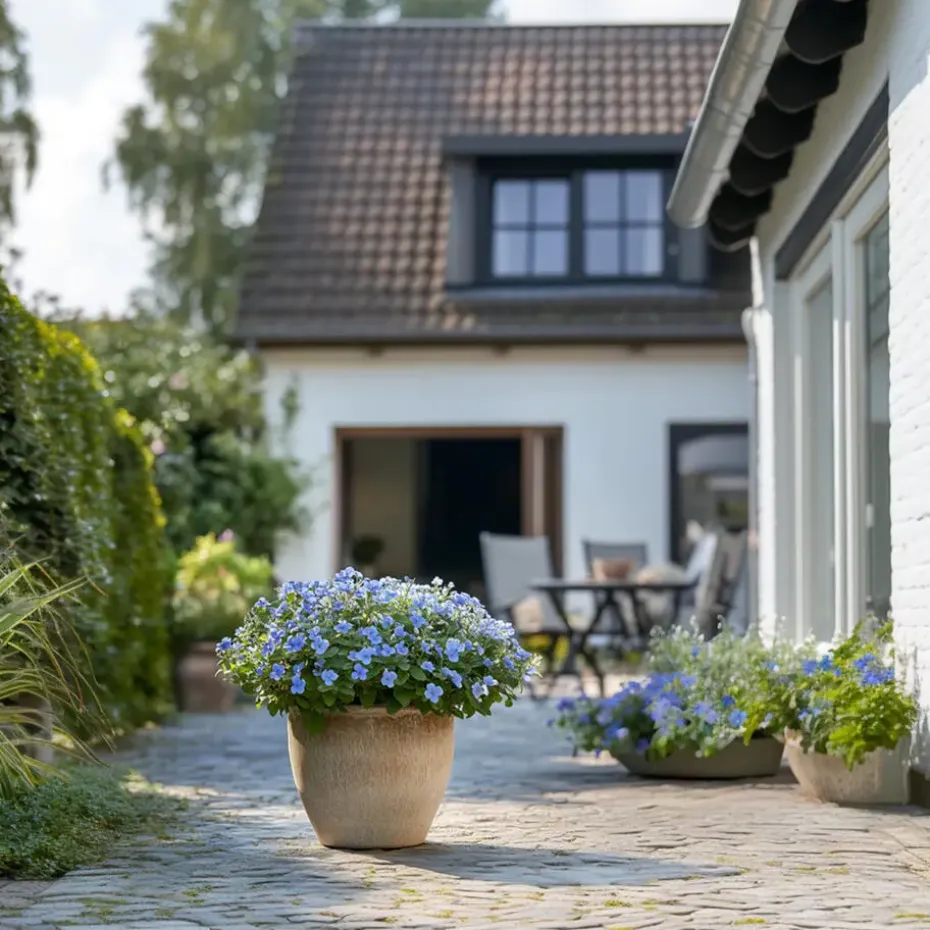 Mannentrouw - Set van 3 - Plumbago auriculata - Hoogte 25-40cm - ⌀9cm