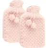 MARBEAUX Warmwaterkruik Set van 2 Stuks Kruik met Zachte Hoes Roze Pittenzak...