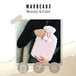 MARBEAUX Warmwaterkruik Set van 2 Stuks Kruik met Zachte Hoes Roze Pittenzak...