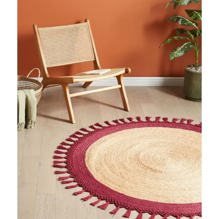 MARTS - Vloerkleed - Donkerrood - 140 cm - Jute