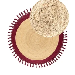 MARTS - Vloerkleed - Donkerrood - 140 cm - Jute