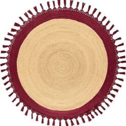 MARTS - Vloerkleed - Donkerrood - 140 cm - Jute