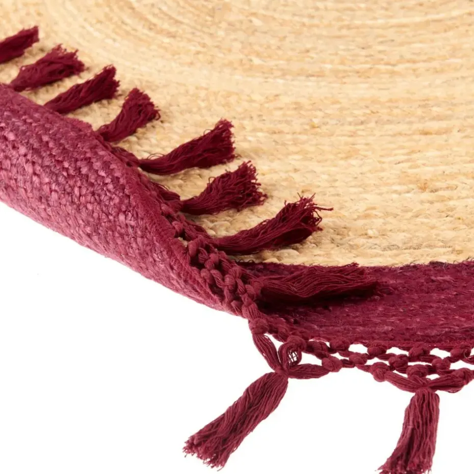 MARTS - Vloerkleed - Donkerrood - 140 cm - Jute