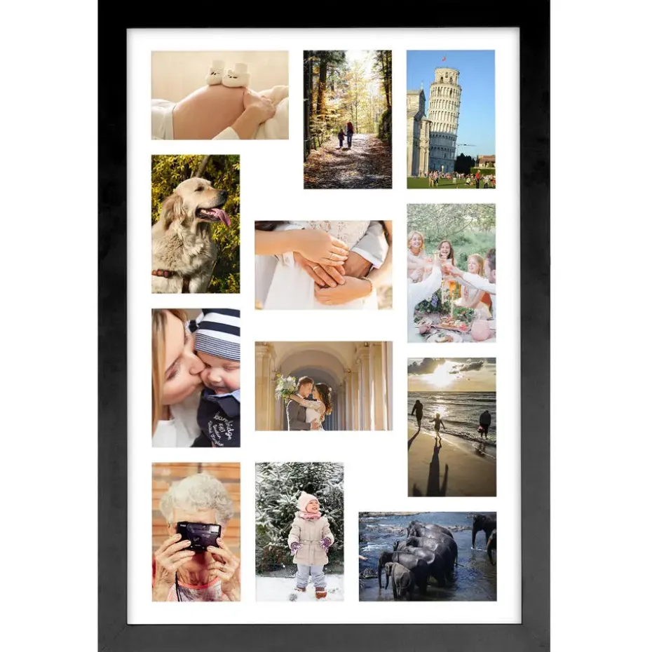 MDF Fotokader - voor 12 Foto's van 10x15cm - Fotolijst 40x60cm - Zwart