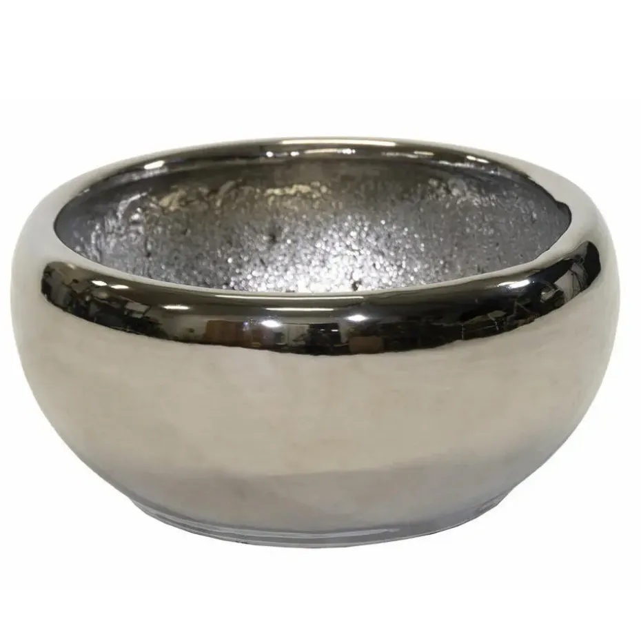 Mega Collections Bloempot Emperor - rond - zilver - D33 x H17 cm