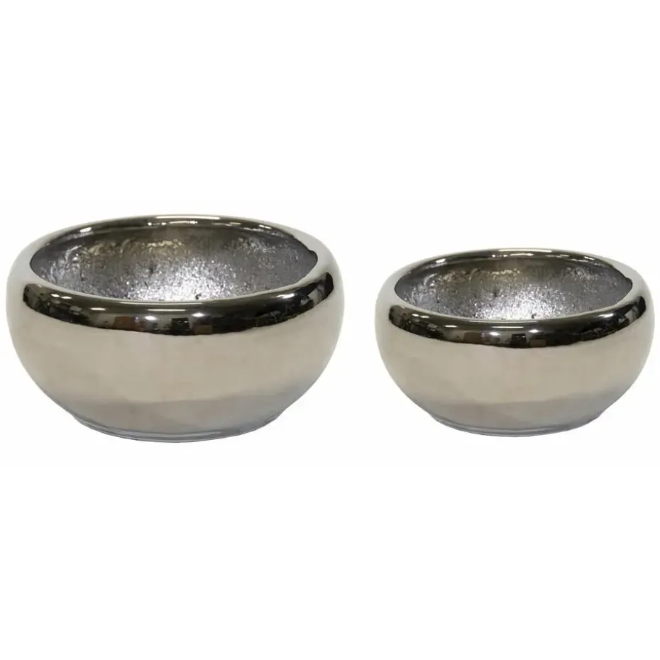 Mega Collections Bloempot Emperor - rond - zilver - D33 x H17 cm