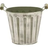 Mega Collections Emmer/plantenpot - zink - legergroen - D17 cm