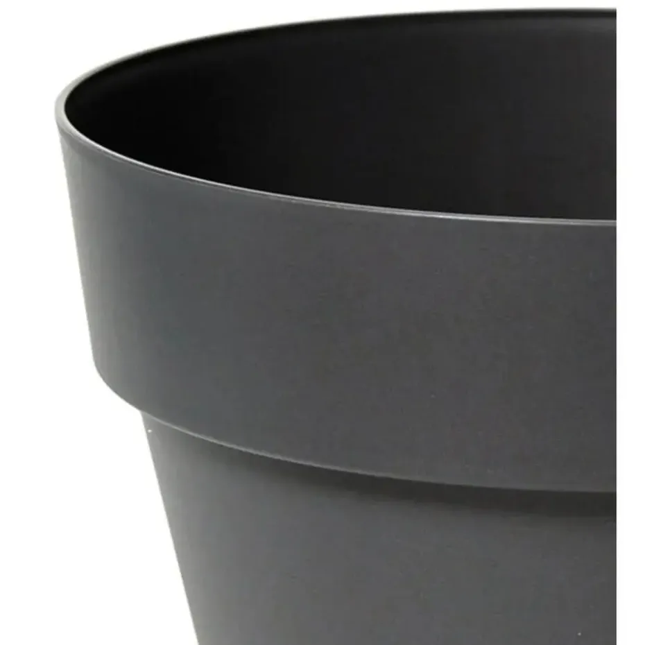 Mega Collections Plantenpot/bloempot - kunststof - zwart - D26 cm