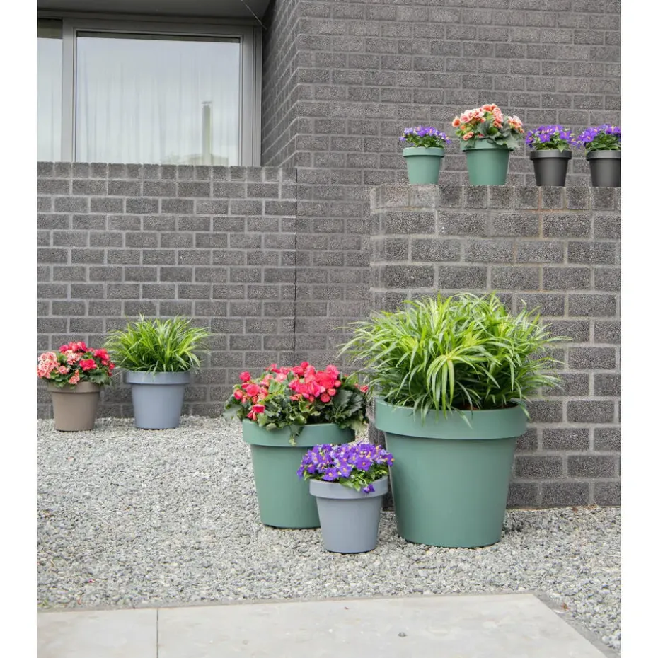 Mega Collections Plantenpot/bloempot - kunststof - grijs - D50 cm