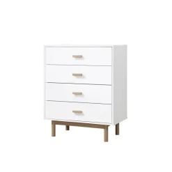 Melanie - Commode met 4 laden in spaanplaat van wit eiken