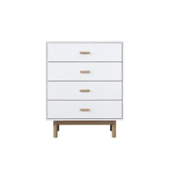 Melanie - Commode met 4 laden in spaanplaat van wit eiken