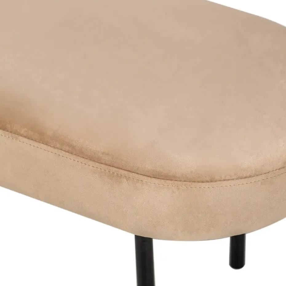 Metalen en fluwelen beige bank