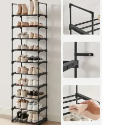 Metalen Schoenenrek met 10 Planken, Standplank, Multifunctioneel