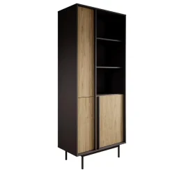 Meubella - Antigo - Boekenkast - Eiken/Antraciet - 83x43x195 cm