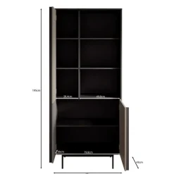 Meubella - Antigo - Boekenkast - Eiken/Antraciet - 83x43x195 cm