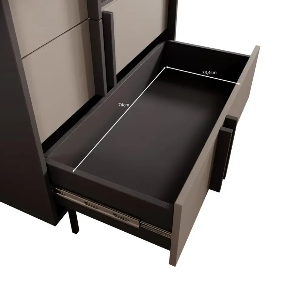 Meubella - Antigo - Boekenkast - Beige/Antraciet - 83x43x155 cm
