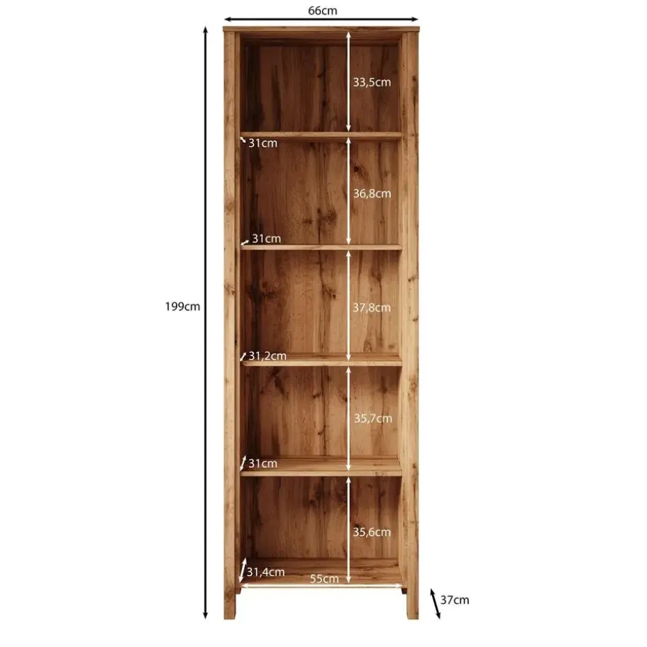 Meubella - Boekenkast Isaac 1 - Eiken - 66 cm