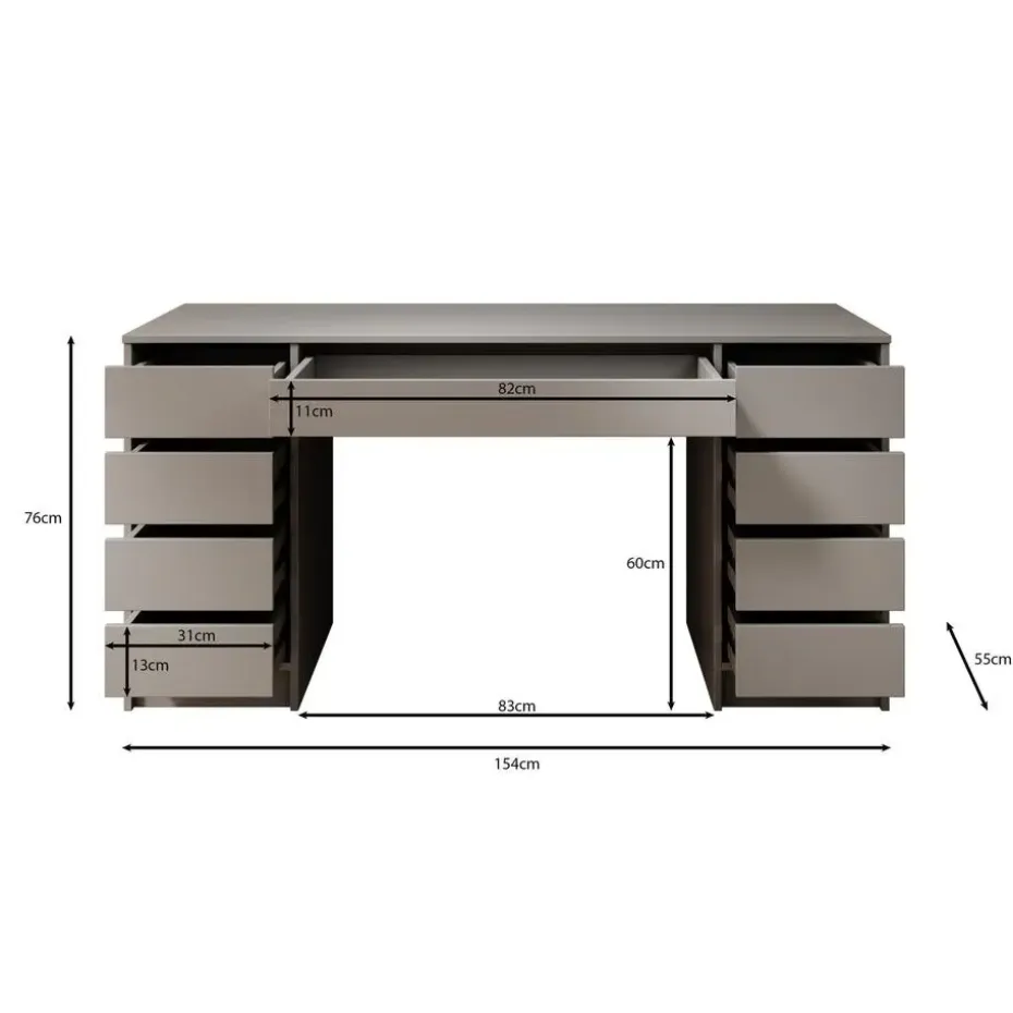 Meubella - Bureau Avio 2 - Wit - 154 cm