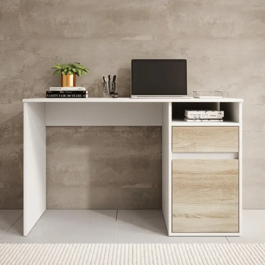 Meubella - Bureau Babot - Wit 2 - 120 cm