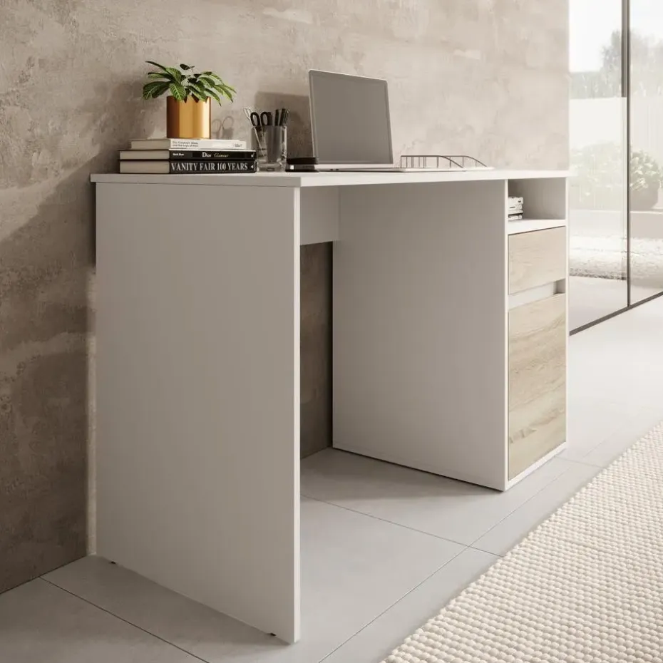 Meubella - Bureau Babot - Wit 2 - 120 cm