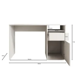 Meubella - Bureau Babot - Wit 2 - 120 cm