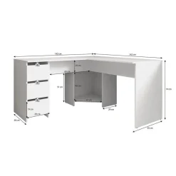 Meubella - Bureau Fuenta - Wit - 142 cm