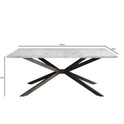Meubella - Eetkamertafel Faithley - Wit marmerlook - 190 cm