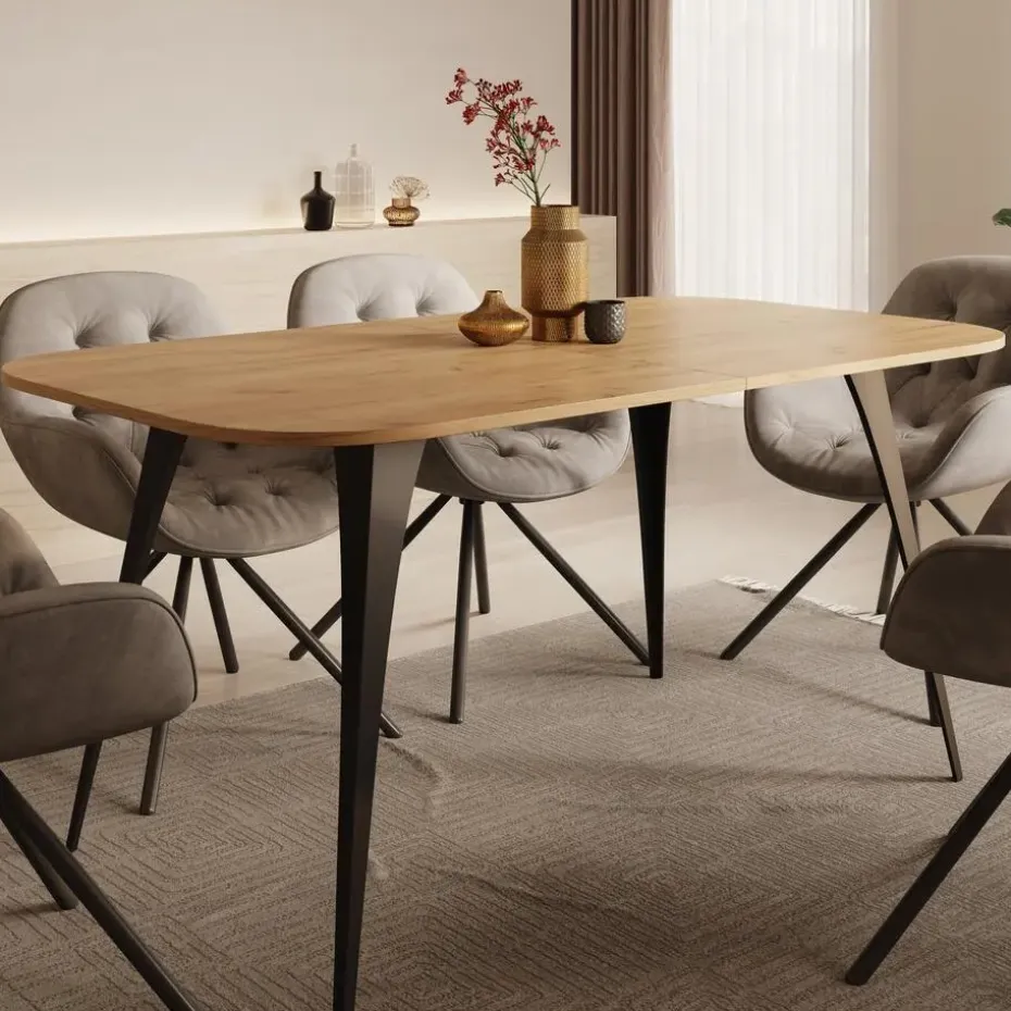 Meubella - Eetkamertafel Flix - Eiken - 160 cm - Uitschuifbaar