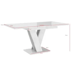 Meubella - Eetkamertafel Moris - Wit - Betonlook - 160 cm - Uitschuifbaar