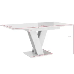 Meubella - Eetkamertafel Moris - Zwart marmerlook - 160 cm - Uitschuifbaar