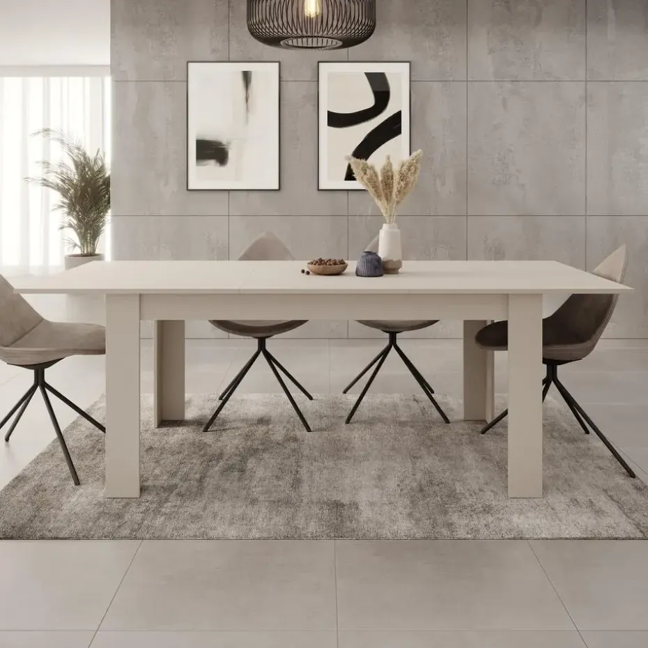 Meubella - Eetkamertafel Uverta - Beige - 220 cm - Uitschuifbaar