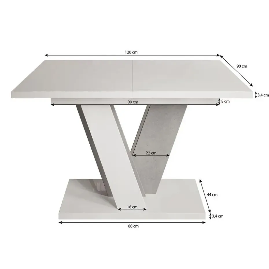 Meubella - Eetkamertafel Velluto - Eiken - Zwart - 160 cm - Uitschuifbaar