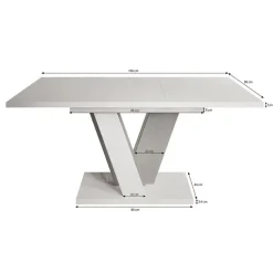 Meubella - Eetkamertafel Velluto - Eiken - Zwart - 160 cm - Uitschuifbaar