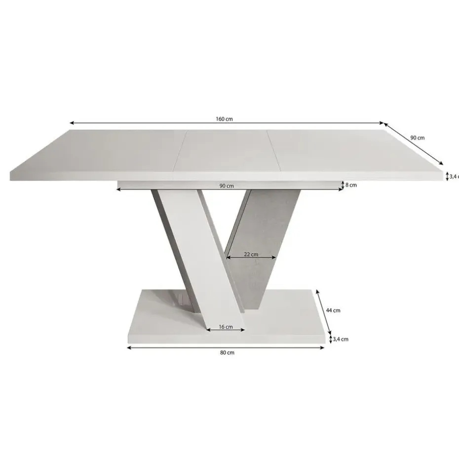 Meubella - Eetkamertafel Velluto - Eiken - Zwart - 160 cm - Uitschuifbaar