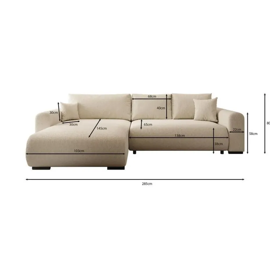 Meubella - Hoekbank Mindin - Beige teddystof - Universeel