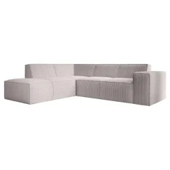 Meubella - Hoekbank Monet - Beige - Fluffy ribstof - Links