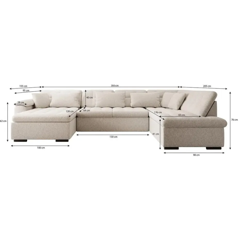 Meubella - Hoekbank Nicoreta - Beige - Teddy Boucle - Links