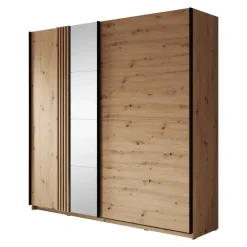 Meubella - Kledingkast Adyson - Eiken - 220 cm - Met spiegel