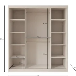 Meubella - Kledingkast Azai - Eiken - 180 cm - Met spiegel