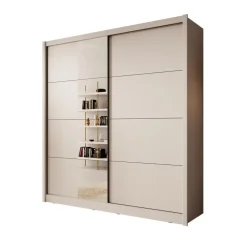 Meubella - Kledingkast Azul - Beige - 205 cm - Met spiegel