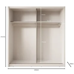 Meubella - Kledingkast Azul - Beige - 205 cm - Met spiegel