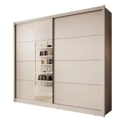 Meubella - Kledingkast Azul - Beige - 251 cm - Met spiegel