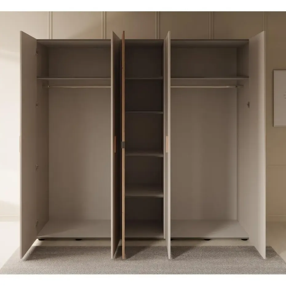 Meubella - Kledingkast Bahia - Beige - 224 cm - Met spiegel