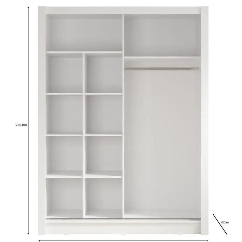 Meubella - Kledingkast Bazarre - Eiken - 155 cm - Met spiegel