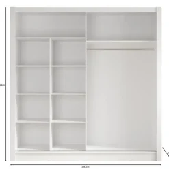 Meubella - Kledingkast Bazarre - Grijs - 205 cm - Met spiegel