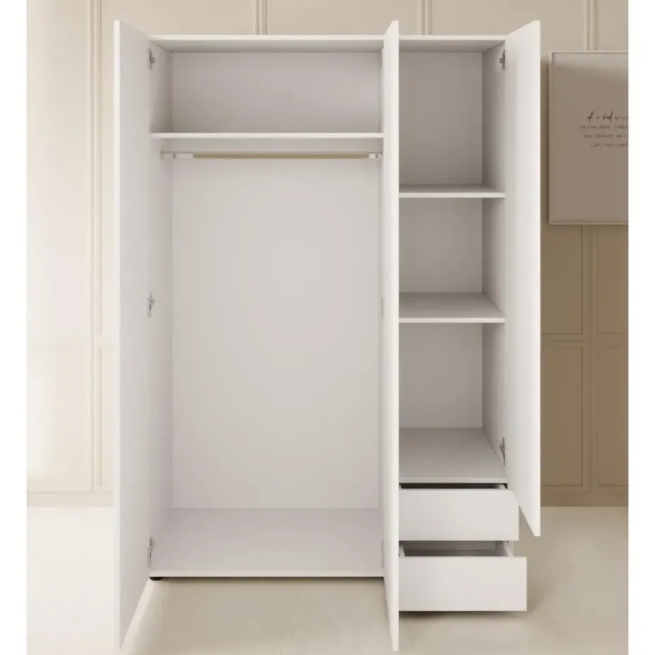 Meubella - Kledingkast Bellini - Wit - 120 cm