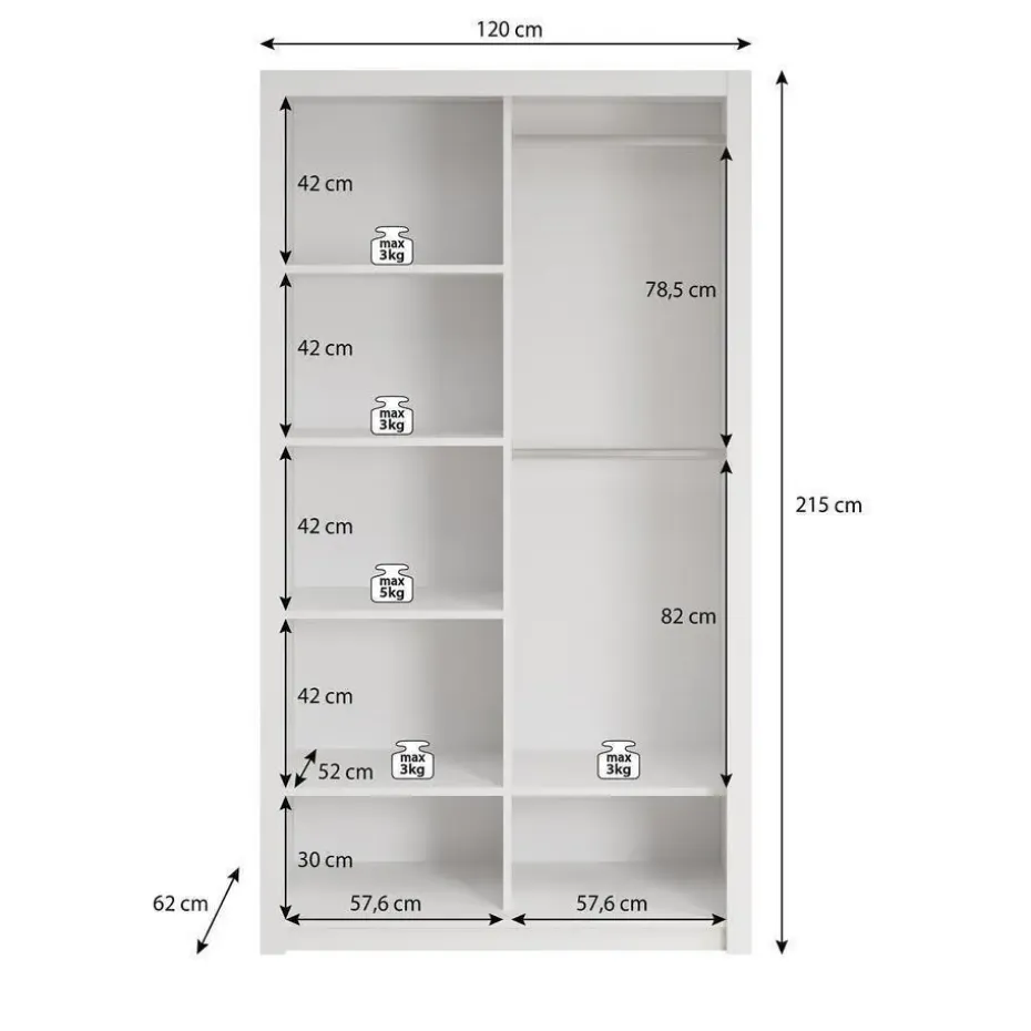 Meubella - Kledingkast Blake - Wit - 120 cm