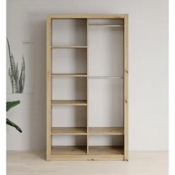 Meubella - Kledingkast Blake - Eiken - 120 cm - Met spiegel