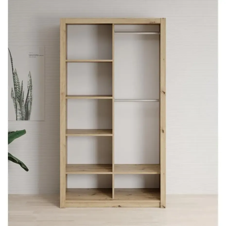Meubella - Kledingkast Blake - Eiken - 120 cm - Met spiegel