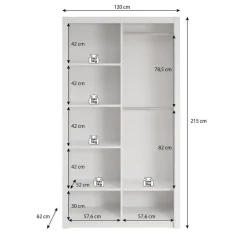 Meubella - Kledingkast Blake - Eiken - 120 cm - Met spiegel